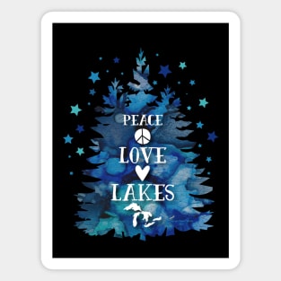 Great Lakes - Peace Love Lakes Heart and Starry Night Original Art Magnet